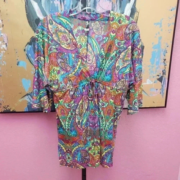 Bright Paisley Print Coverup - Picture 1 of 4